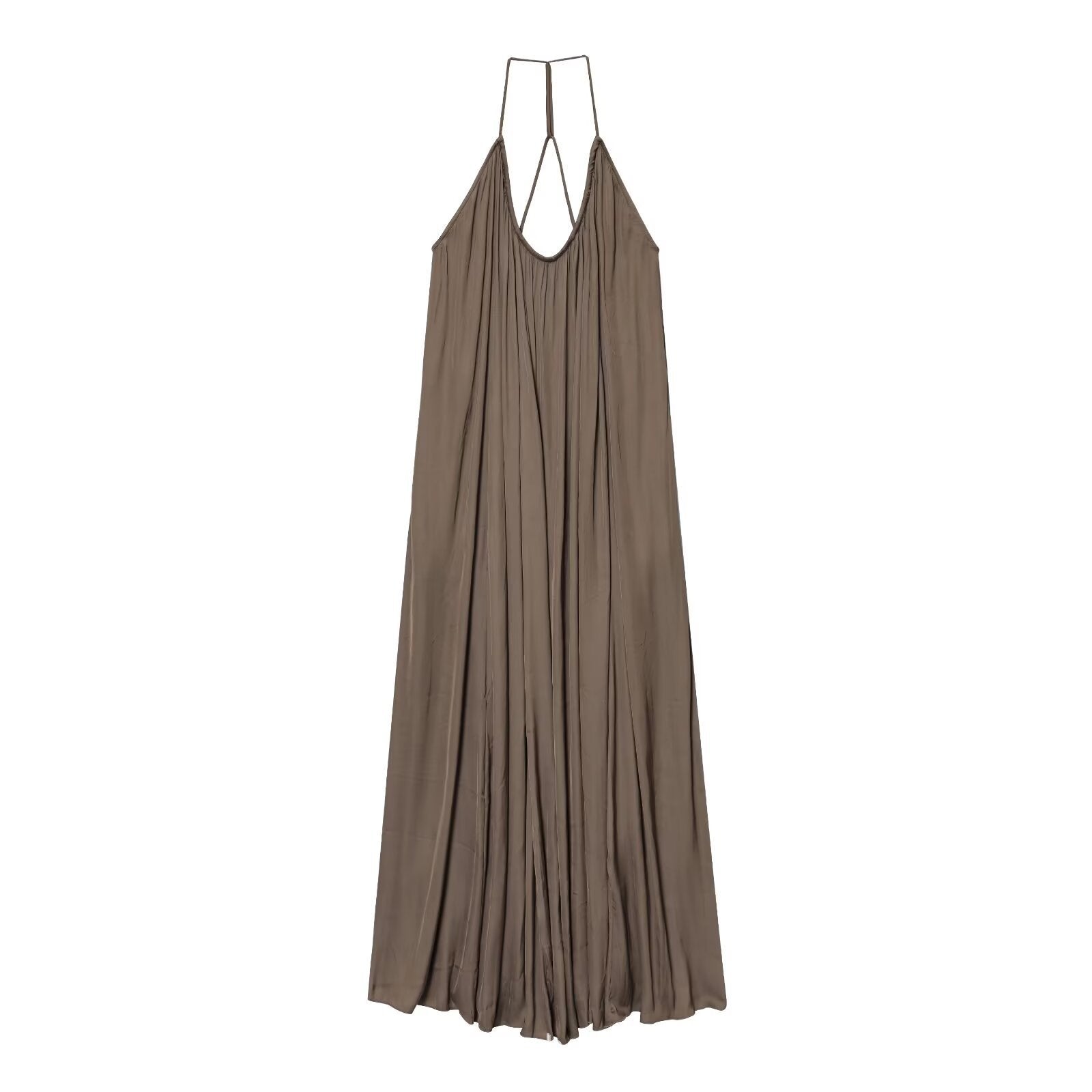 Elegant Silk Satin Texture Sling Loose Length Dress