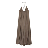Elegant Silk Satin Texture Sling Loose Length Dress