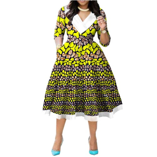 African Ethnic Double Sided Printed Batik Cotton Dress For Export