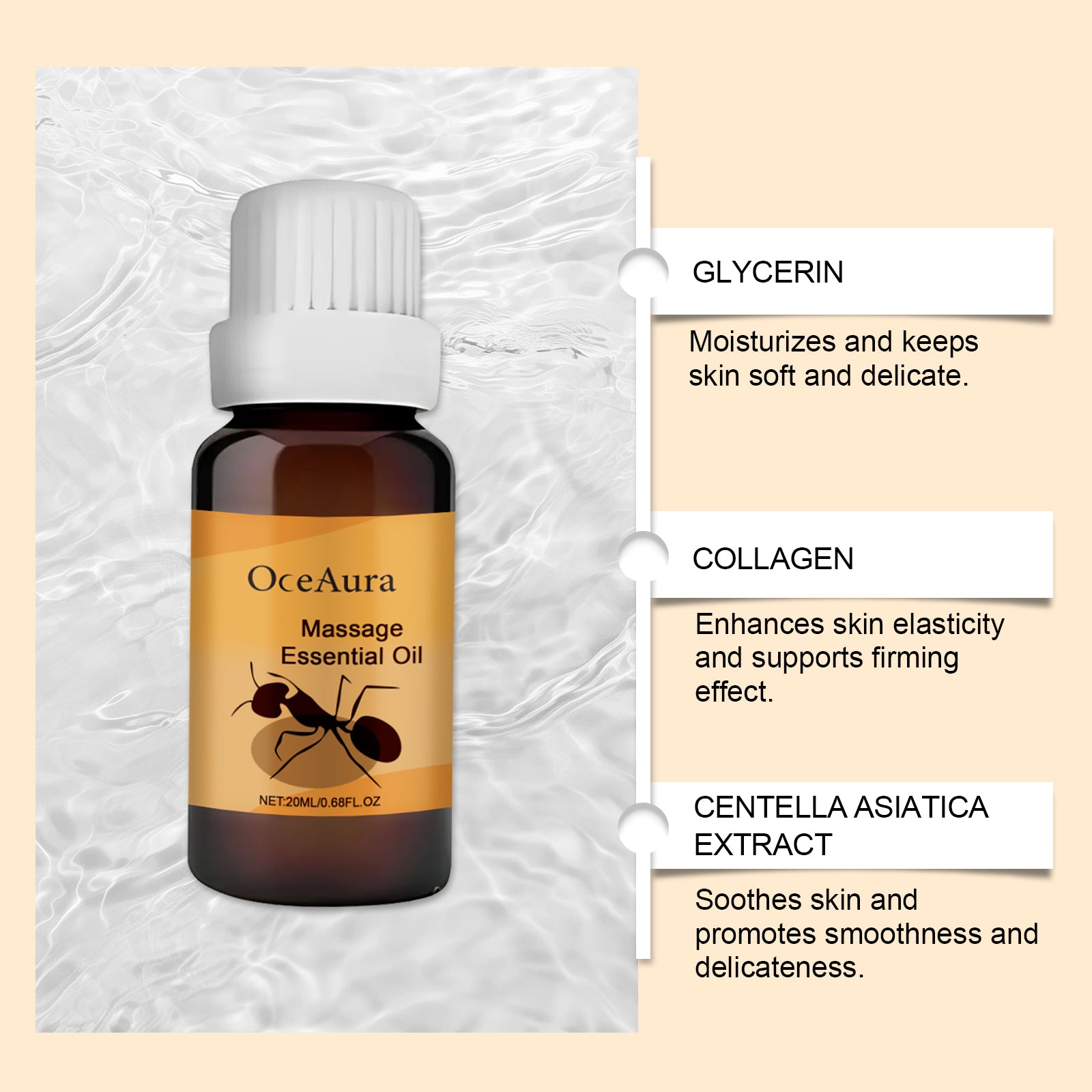OceAura Skin Massage Treatment Essential Oil, Improves Skin Elasticity, Softness, Firmness And Light Non-Sticky Massage Oil