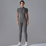 Women's Zipper Short Sleeve Yoga Bodysuit