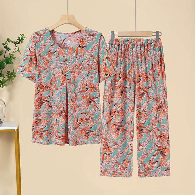 Middle-aged And Elderly Ice Silk Short Sleeve Suit