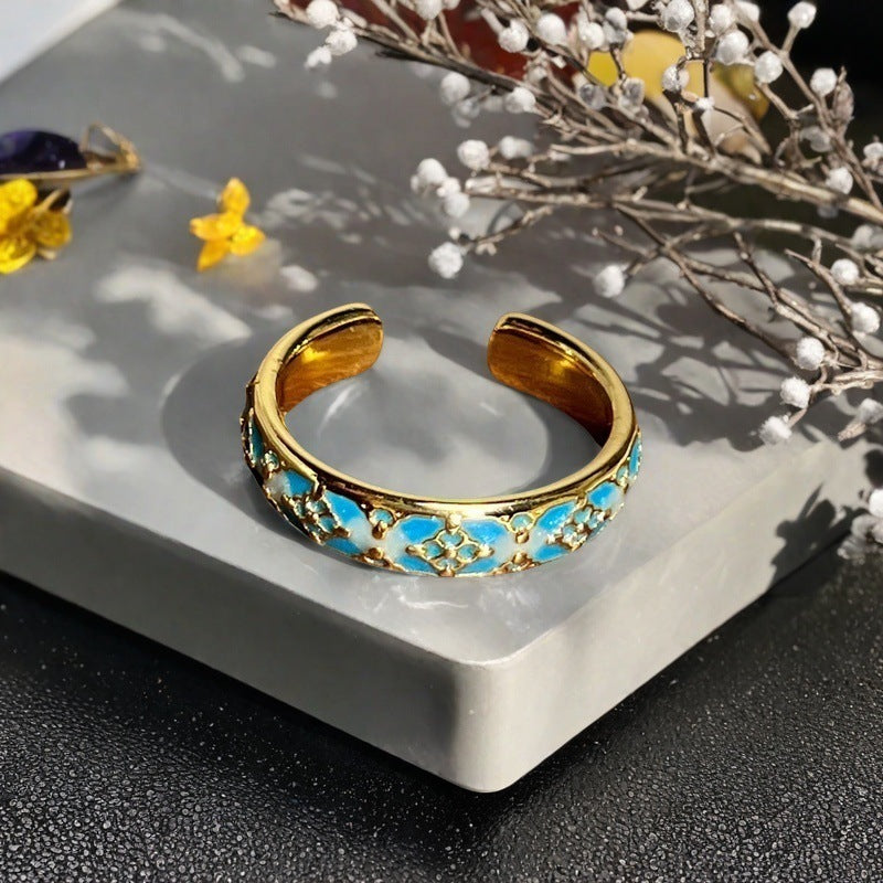 High-grade Temperament Entry Lux Vintage Oil Dripping Gourd Ring