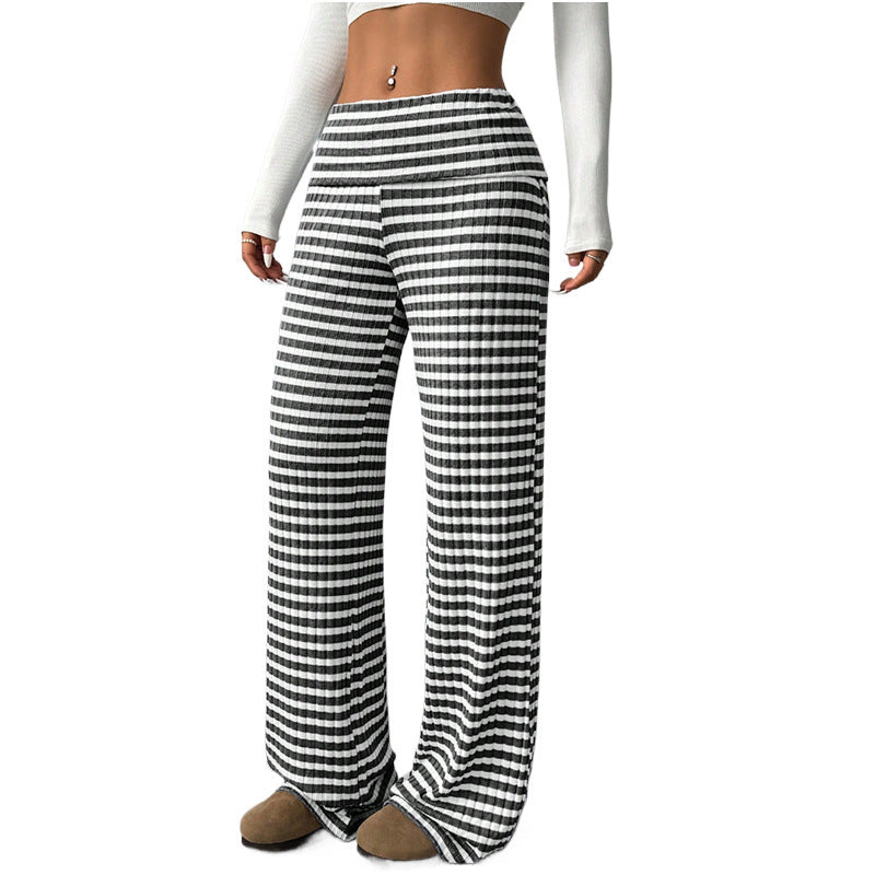 Women's Casual Y2g Straight Striped Home Trousers