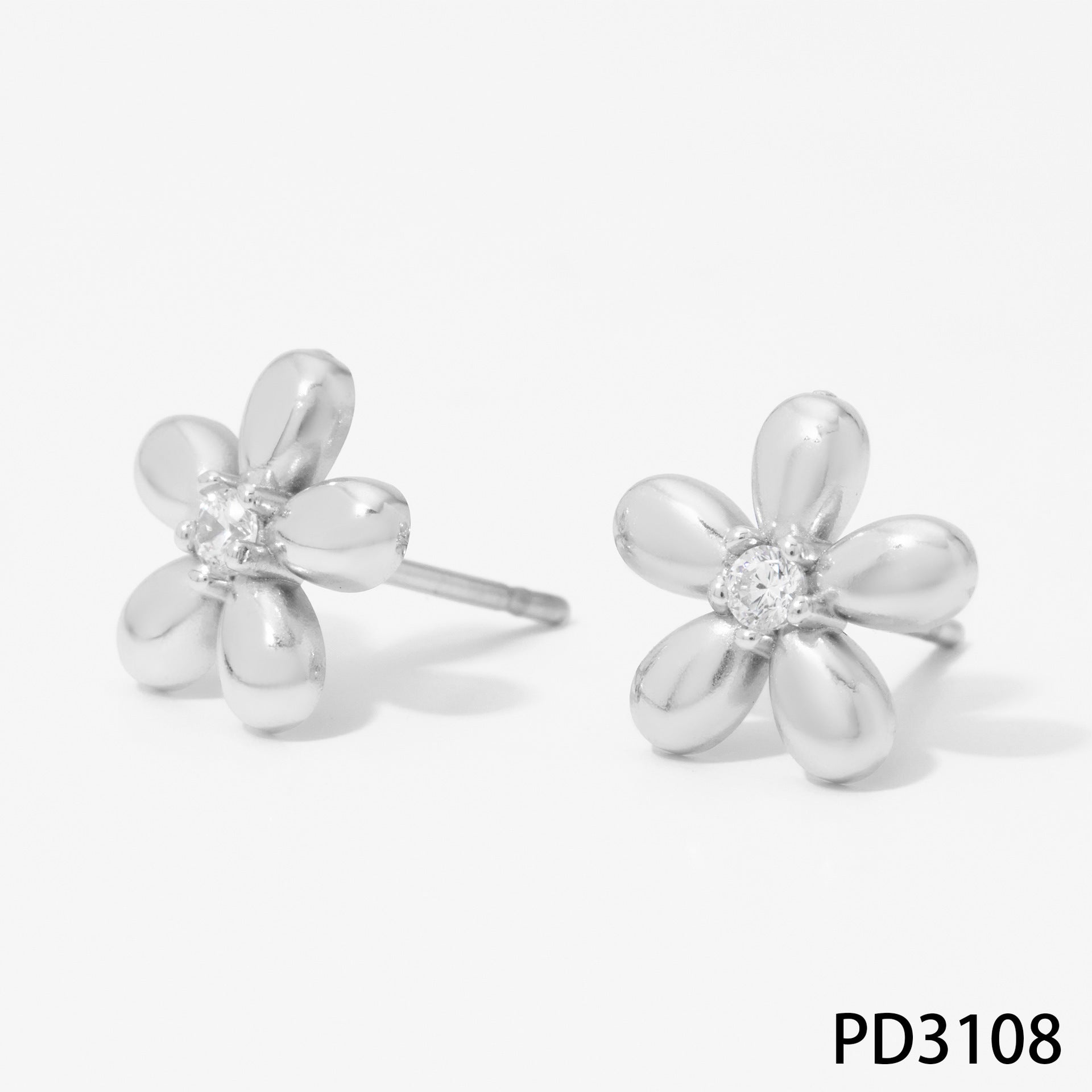 New Stainless Steel Flower Bracelet Necklace And Earring Suit Simple Fashion
