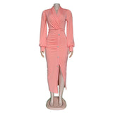 African Cute Woman   Long-sleeved Dress Office Dresses