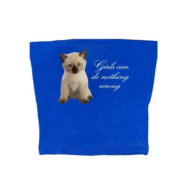 Cute Cat Letter Print Vest Sling Girl Slim Fit