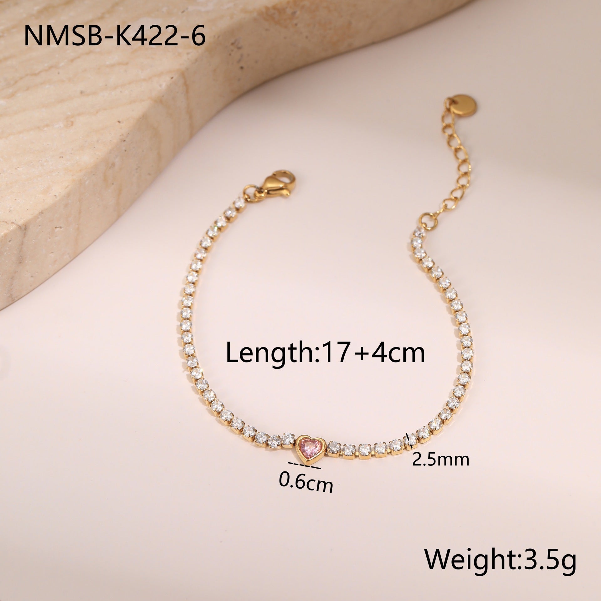 Titanium Steel Bracelet Inlaid Zircon Sweet