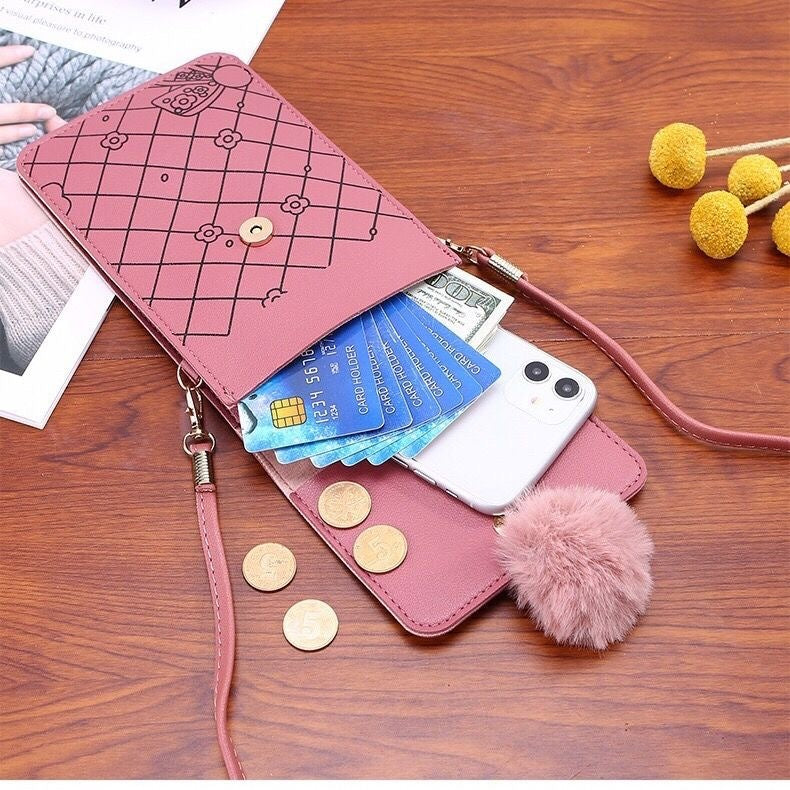Contrast Vertical Touch Screen Phone Bag Women's Crossbody