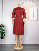 Mid-length Skirt African Plus Size OL Commuter Solid Color Dress