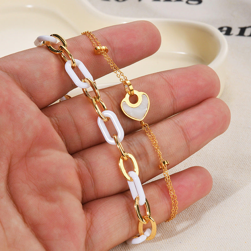 All-match Stainless Steel Resin Bracelet Women