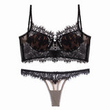 Women's French Thin Cotton Lace Bra Panties Set
