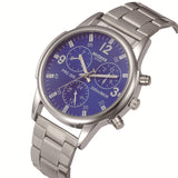 Fashion Simple Fake Three-eye Steel Belt Quartz Watch