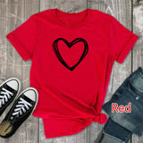 Heart Print T Shirt Women Short Sleeve O Neck Loose Tshirt Summer Women Causal Tee Shirt Tops Clothes Camisetas Mujer