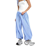 Elastic Waist Striped Loose Lantern Trousers