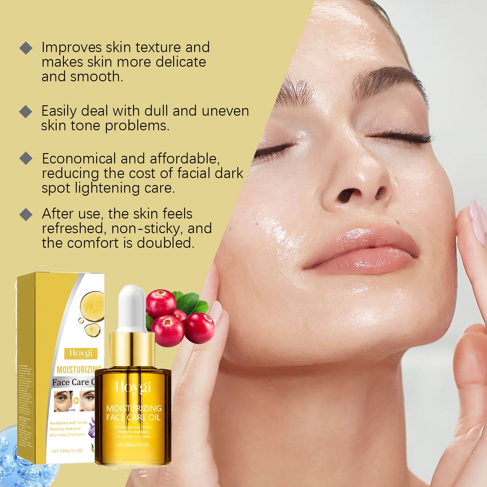 Hoygi Facial Care Essential Oil, Gently Moisturizes, Moisturizes, Tightens, Hydrates, Brightens, Hydrates And Tender Skin Essence
