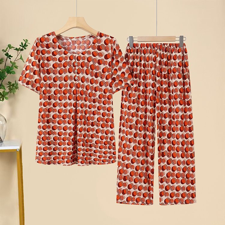 Middle-aged And Elderly Ice Silk Short Sleeve Suit