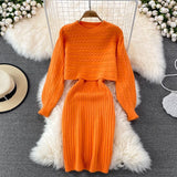 Women's Loose Two-piece Sweater Knitted Dress