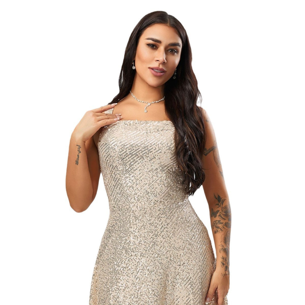 High-grade Sexy Sling Mini Sequins Dress