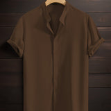 Men's Casual Breathable Polyester Fiber Stand Collar Shirt
