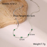 RETRO Geometric Square Zircon Necklace Stainless Steel Necklace Chain Like Flat Snake