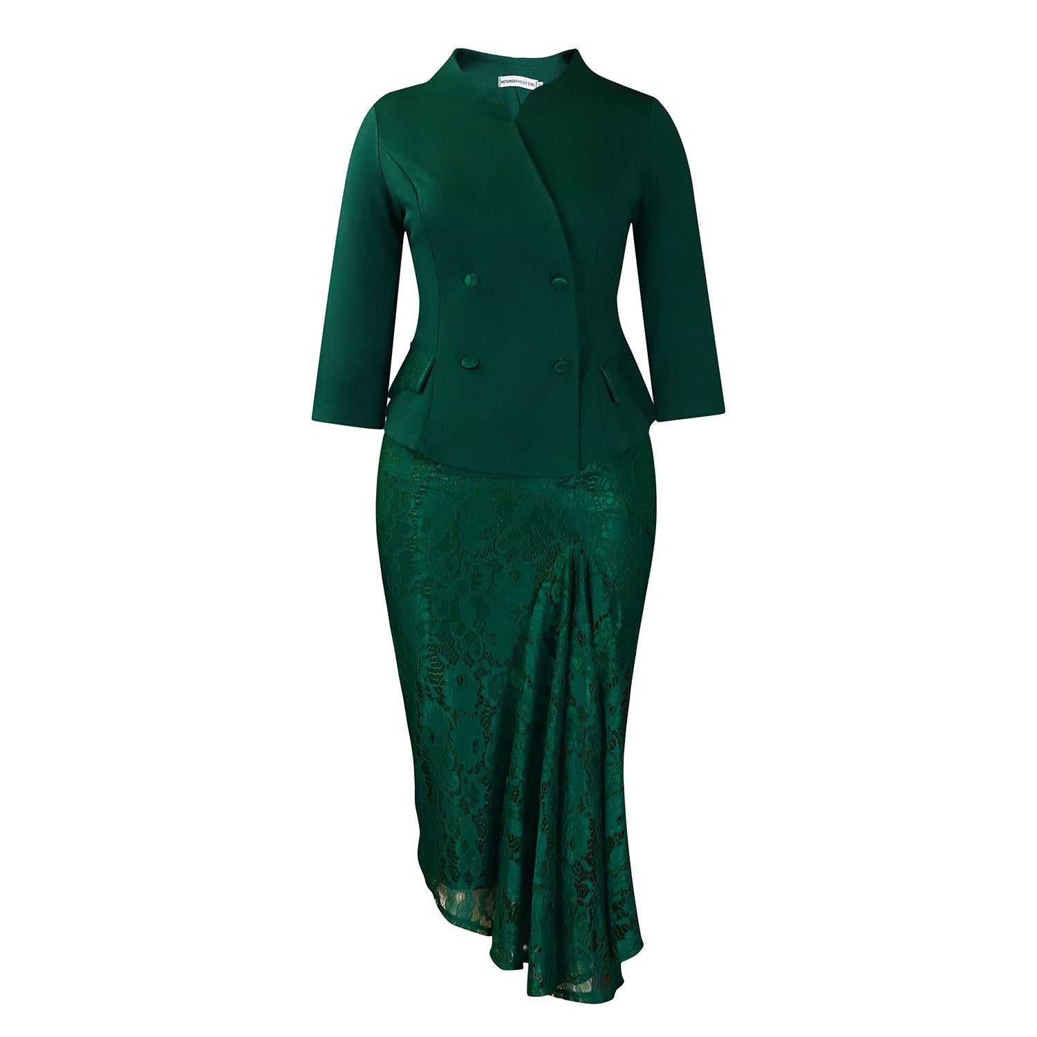 Long Sleeve Top Lace Package Hip Skirt Two-piece Set African Suit