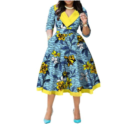 African Ethnic Double Sided Printed Batik Cotton Dress For Export