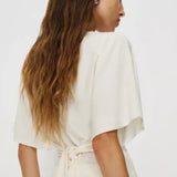 Design Sense Round Neck Pullover Short Sleeve T-shirt Women's Simple All-match Solid Color