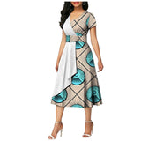 African Batik Double-sided Printed Short-sleeved Women's Cotton Dress