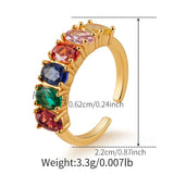 Contrast Color Fashion Exquisite Full Diamond Color Open-end Zircon Ring