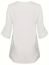 Women's Long Sleeved Simple And Versatile Casual Pearl Button Shirt