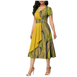 African Batik Double-sided Printed Short-sleeved Women's Cotton Dress