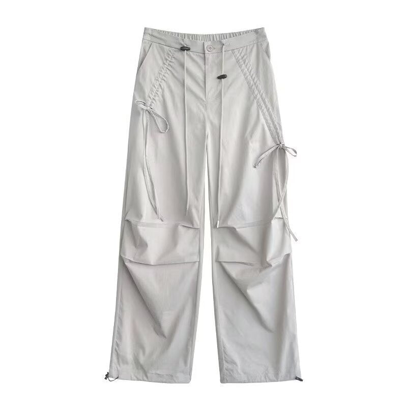 Light Gray Overalls Straight Loose Wide-leg Casual Pants