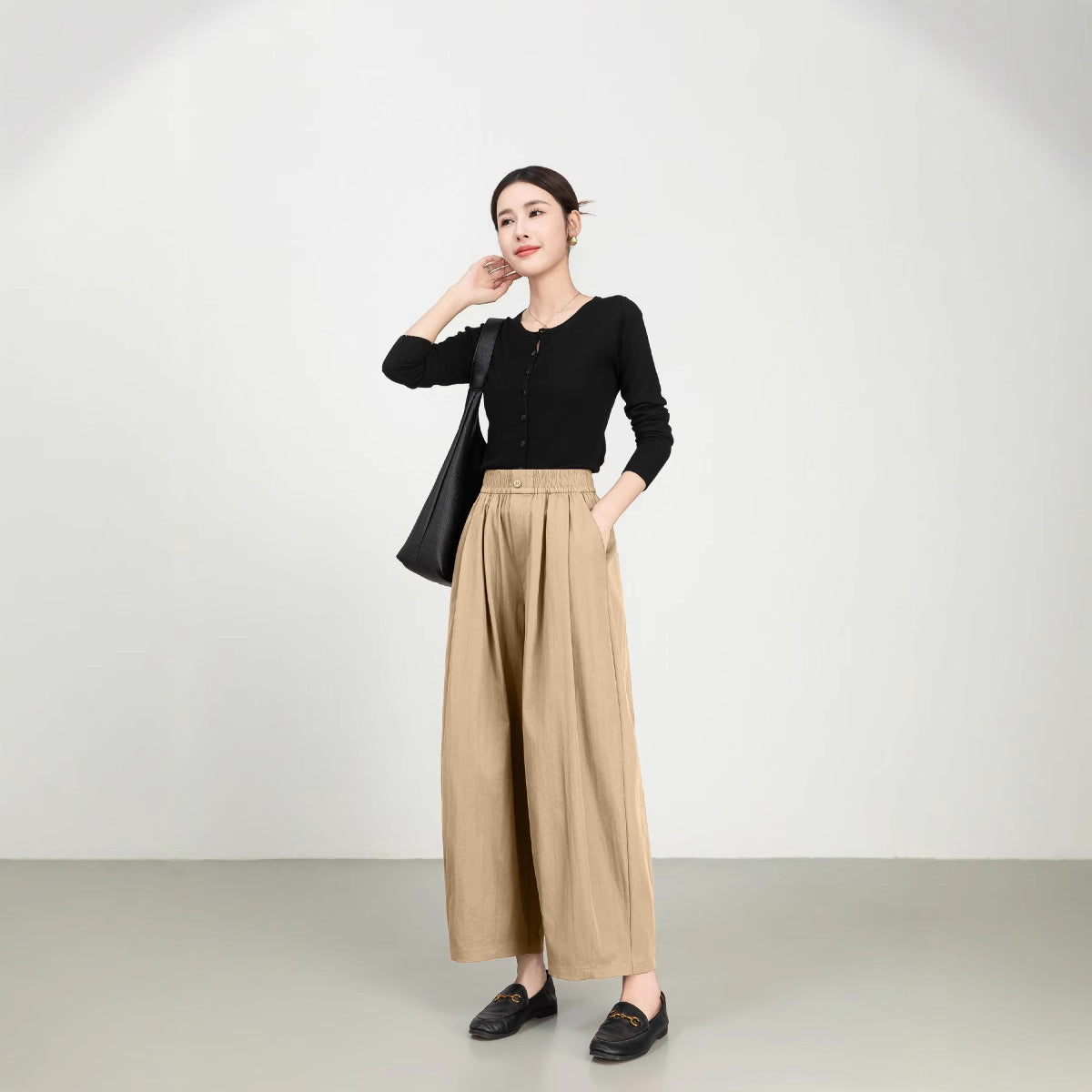 Women's Fine Twill Sandcard Elastic Waist Casual Pants