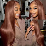 13x4 HD Lace Front Wig, Human Hair, Natural Brazilian Brown Wig, Women's Unprocessed Virgin Hair Wig