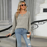 Solid Color Loose Long Sleeve T-shirt Fashion Casual Tops For Women Clothing