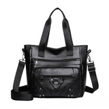 Large Capacity Soft Leather Washed Leisure Commute Shoulder Bag