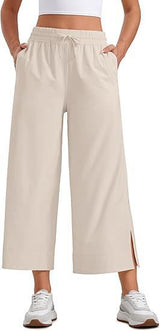Women's Wide Leg Drawstring Comfort And Casual Loose Cropped Sweatpants