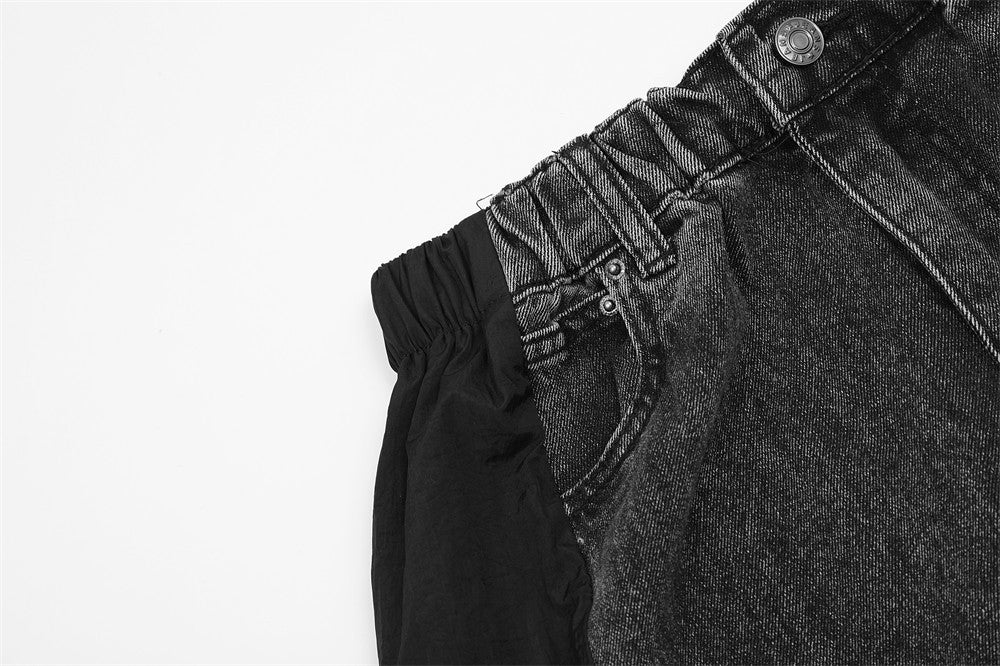 Fashion Stitching Denim Casual Trousers Men