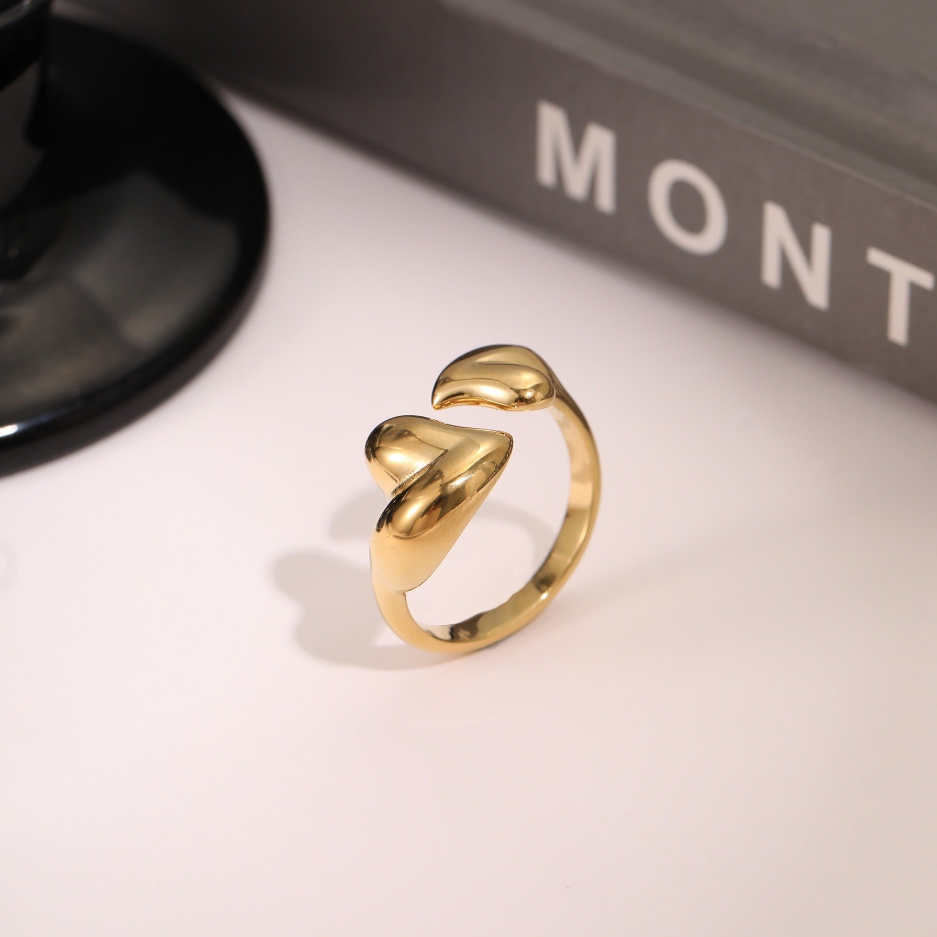 Geometric Design Stainless Steel Open Titanium Steel Ring