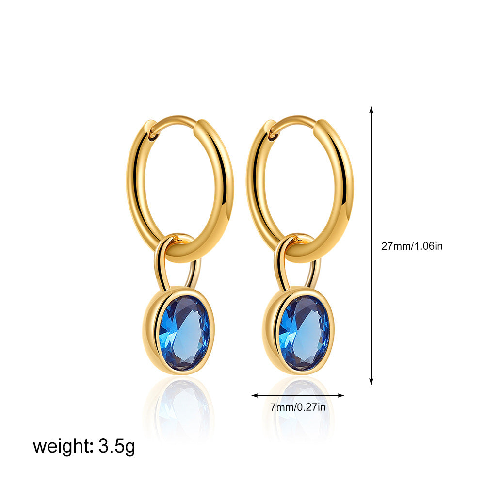 Women's Retro Simple Oval Zircon Earrings