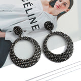 European And American Fashion Metal Diamond Round Color Large Pendant Earrings
