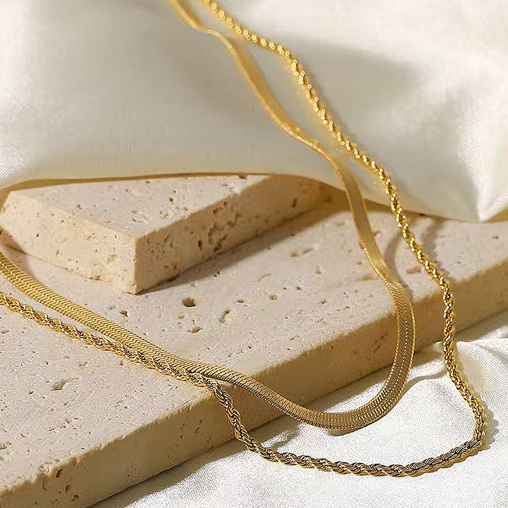 Women's Retro Solid Color Double-layer Twist Necklace