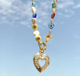 Natural Freshwater Pearl Heart Necklace Women's Bohemian Style