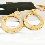 European And American Fashion Metal Diamond Round Color Large Pendant Earrings