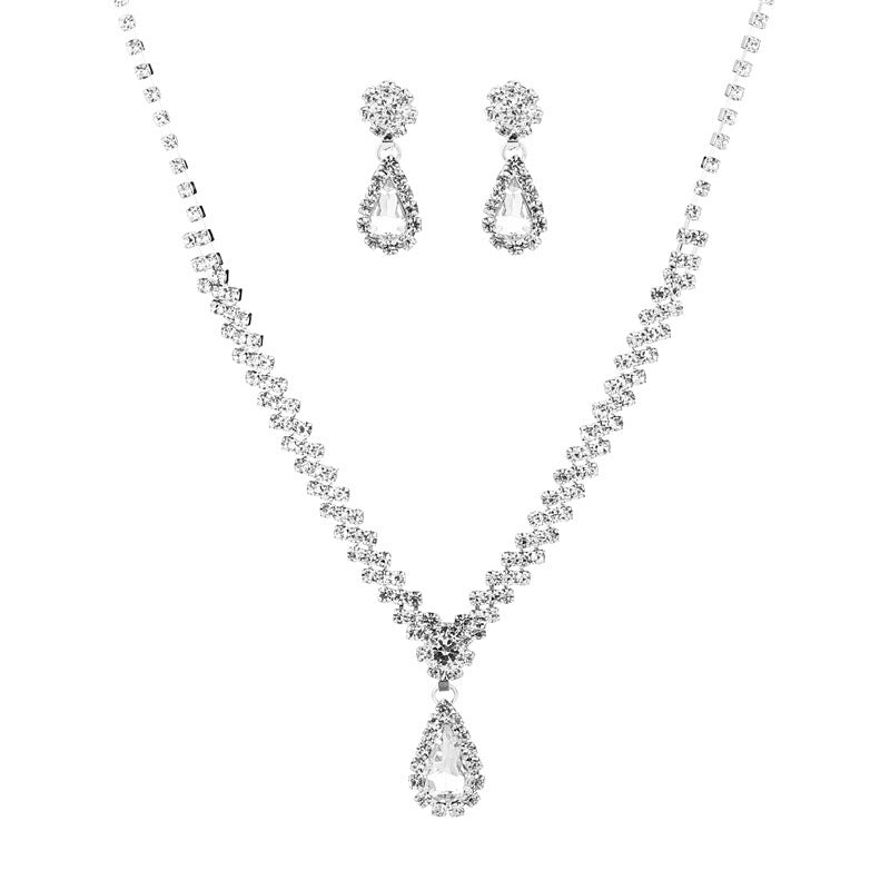 Exquisite Claw Chain Necklace And Earrings Suite Two-piece Set Water Drops