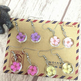 Dried Flower Glass Ball Crystal Earrings Creative Sweet