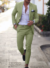 Men's Suit Solid Color Two-piece Suit