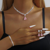 Exquisite Claw Chain Necklace And Earrings Suite Two-piece Set Water Drops