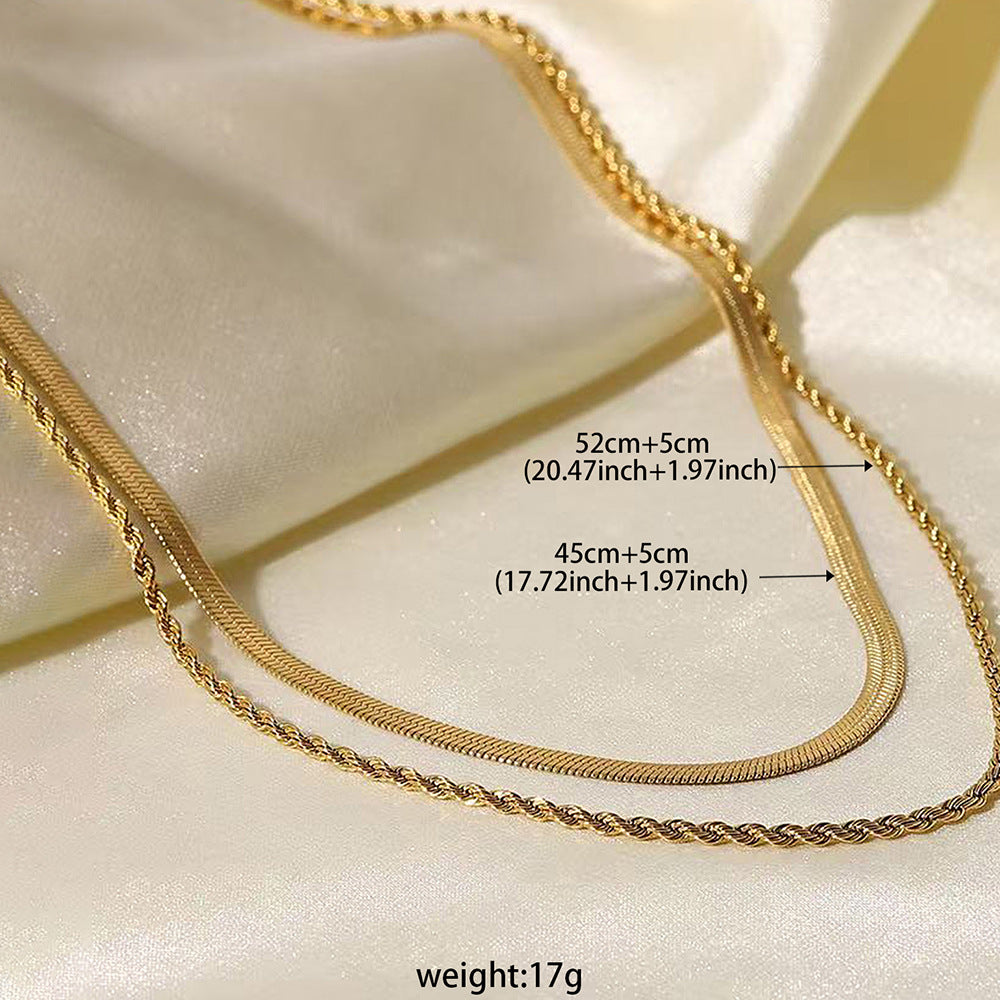 Women's Retro Solid Color Double-layer Twist Necklace
